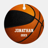 zwarte oranje jongens basketbal metalen ornament (Achterkant)