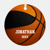 zwarte oranje jongens basketbal metalen ornament (Voorkant)