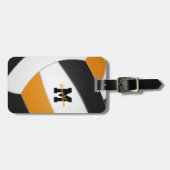 zwarte oranje jongens meisjes volleybal bagagelabel (Voorkant horizontaal)