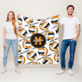 zwarte oranje kinder sport Ik hou van volleybalpat Fleece Deken