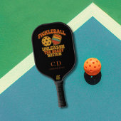 Zwarte oranje leuke quote retro monogram pickleball paddle