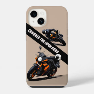 Zwarte Oranje Motorfiets Voor Rijders En Motorrij iPhone 14 Hoesje