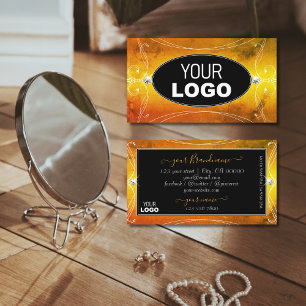 Zwarte Oranje  mousserende diamant met Logo Visitekaartje