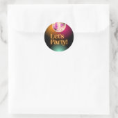 Zwarte Oranje Neon Let's Party Ronde Sticker (Tas)