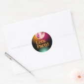 Zwarte Oranje Neon Let's Party Ronde Sticker (Envelop)