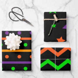 ZWARTE ORANJE PAARSE HALLOWEEN PATTERN INPAKPAPIER VEL