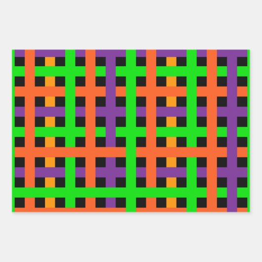 ZWARTE ORANJE PAARSE HALLOWEEN PATTERN INPAKPAPIER VEL (Voorkant 2)