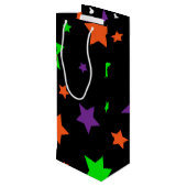 ZWARTE ORANJE PAARSE HALLOWEEN PATTERN WIJN CADEAUTAS (Achterkant Gekanteld)