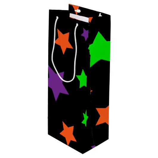 ZWARTE ORANJE PAARSE HALLOWEEN PATTERN WIJN CADEAUTAS (Voorkant Gekanteld)