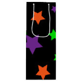 ZWARTE ORANJE PAARSE HALLOWEEN PATTERN WIJN CADEAUTAS (Voorkant)