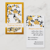 Zwarte, oranje pauw en kersenbloesems visitekaartje (Voorkant / Achterkant)