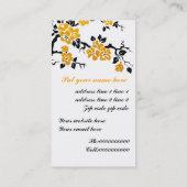 Zwarte, oranje pauw en kersenbloesems visitekaartje (Achterkant)