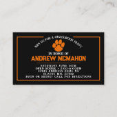 Zwarte & Oranje Pawprint Mini Afstuderen Uitnodigi Visitekaartje (Voorkant)