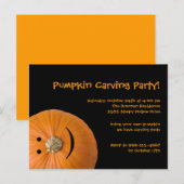 Zwarte oranje pompoen Halloween-feestuitnodiging Uitnodiging Briefkaart (Voorkant / Achterkant)