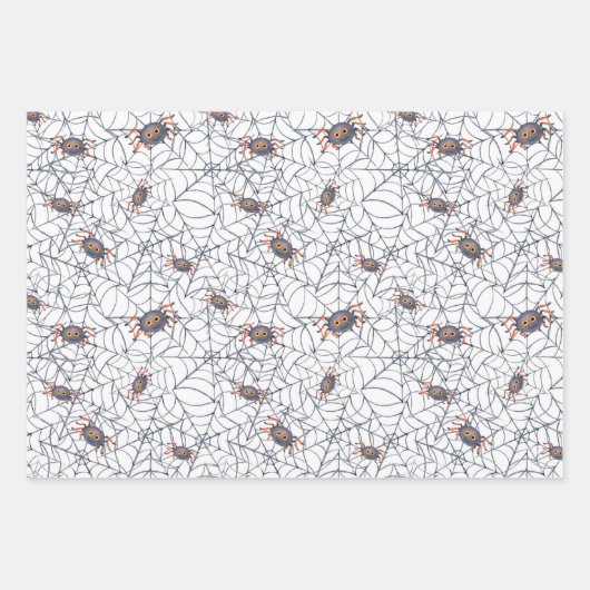 Zwarte Oranje pompoen Spider Grave Halloween Inpakpapier Vel (Voorkant 3)