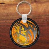 Zwarte oranje reuzendraak rond sleutelhanger (Voorkant)
