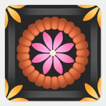 Zwarte oranje roze feestelijke bloem mandala