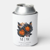 Zwarte Oranje Rozen Gothic Wedding Party Blikjeskoeler (Blikje Voorkant)