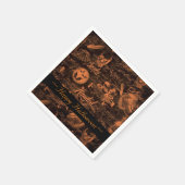 Zwarte & Oranje spookachtige Halloween servetten (Hoek)