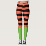 Zwarte & Oranje Strepen Groene Bodem Fun Halloween Leggings<br><div class="desc">Zwarte & Oranje Strepen Groene Bodem Leuke Halloween Leggings</div>