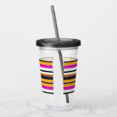 Zwarte oranje strepen leuk acryl drinkbeker (Links)