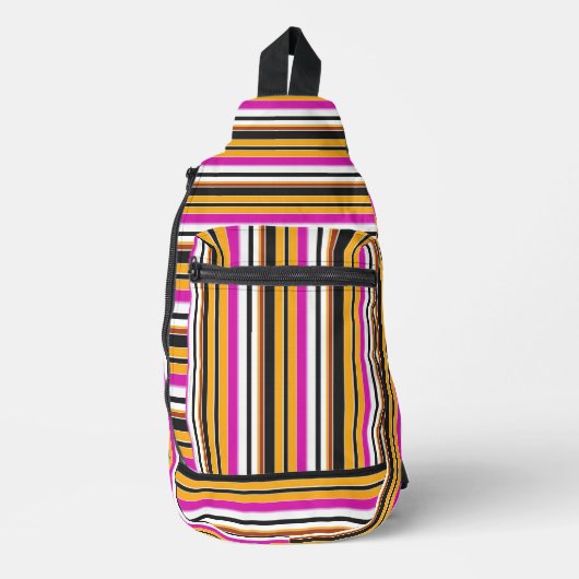 Zwarte oranje strepen leuk sling bag (Voorkant)