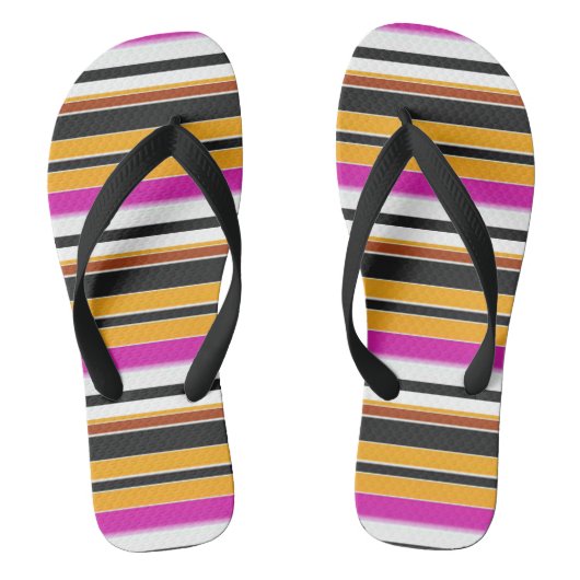 Zwarte oranje strepen leuk teenslippers (Voetbed)