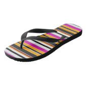 Zwarte oranje strepen leuk teenslippers (Schuin)