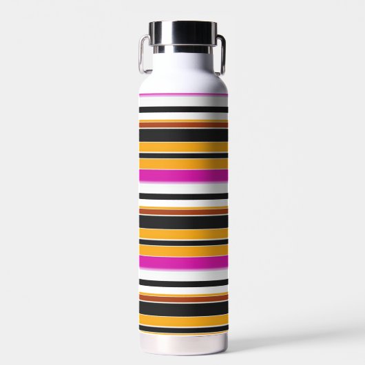 Zwarte oranje strepen leuk waterfles (Voorkant)