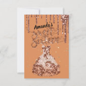 Zwarte oranje Sweet Sixteen-rozenjurk glinsterende Kaart (Achterkant)