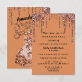 Zwarte oranje Sweet Sixteen-rozenjurk glinsterende Kaart (Voorkant / Achterkant)