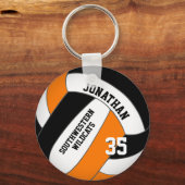 zwarte oranje teamnaam jongens volleybal sleutelhanger (Voorkant)