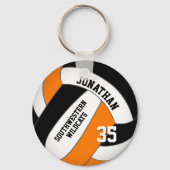 zwarte oranje teamnaam jongens volleybal sleutelhanger (Achterkant)