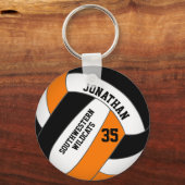 zwarte oranje teamnaam jongens volleybal sleutelhanger (Achterkant)