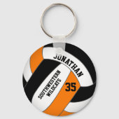 zwarte oranje teamnaam jongens volleybal sleutelhanger (Achterkant)