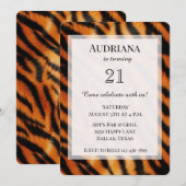 Zwarte Oranje tijger Animal Print Verjaardag Kaart (Voorkant / Achterkant)