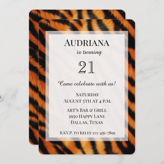 Zwarte Oranje tijger Animal Print Verjaardag Kaart (Voorkant / Achterkant)