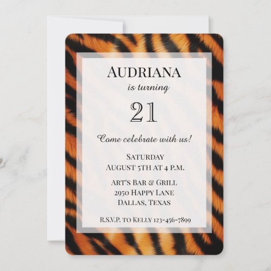 Zwarte Oranje tijger Animal Print Verjaardag Kaart (Voorkant)