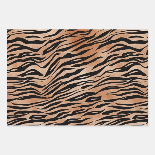 Zwarte Oranje tijgerafdrukken Inpakpapier Vel (Voorkant 3)