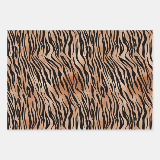 Zwarte Oranje tijgerafdrukken Inpakpapier Vel (Voorkant)