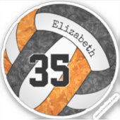 zwarte oranje volleybal met nummer van de speler sticker (Voorkant)