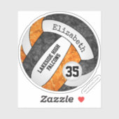 zwarte oranje volleybal met schoolmascot sticker (Vel)