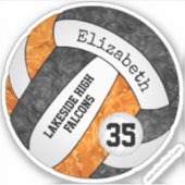 zwarte oranje volleybal met schoolmascot sticker (Voorkant)