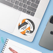 zwarte oranje volleybal met schoolmascot sticker (Laptop met iPhone)