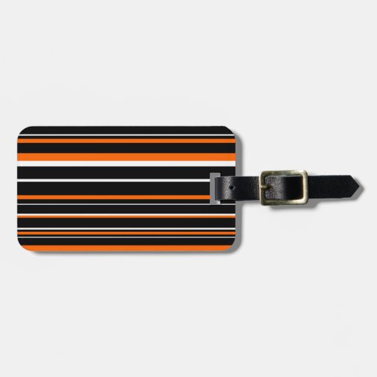 Zwarte, oranje, witte barcode streep bagagelabel (Voorkant horizontaal)