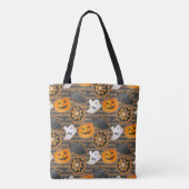 ZWARTE ORANJE WITTE HALLOWEEN COOKIES TOTE BAG (Achterkant)