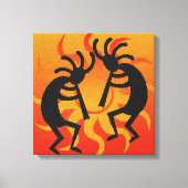 Zwarte Oranje Zuidwestelijke Kokopelli Wall Art Canvas Afdruk (Voorkant)