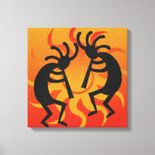 Zwarte Oranje Zuidwestelijke Kokopelli Wall Art Canvas Afdruk