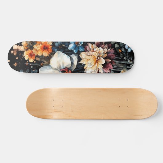 zwarte orchidee persoonlijk skateboard (Horizontaal)