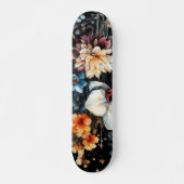 zwarte orchidee persoonlijk skateboard (Voorkant)